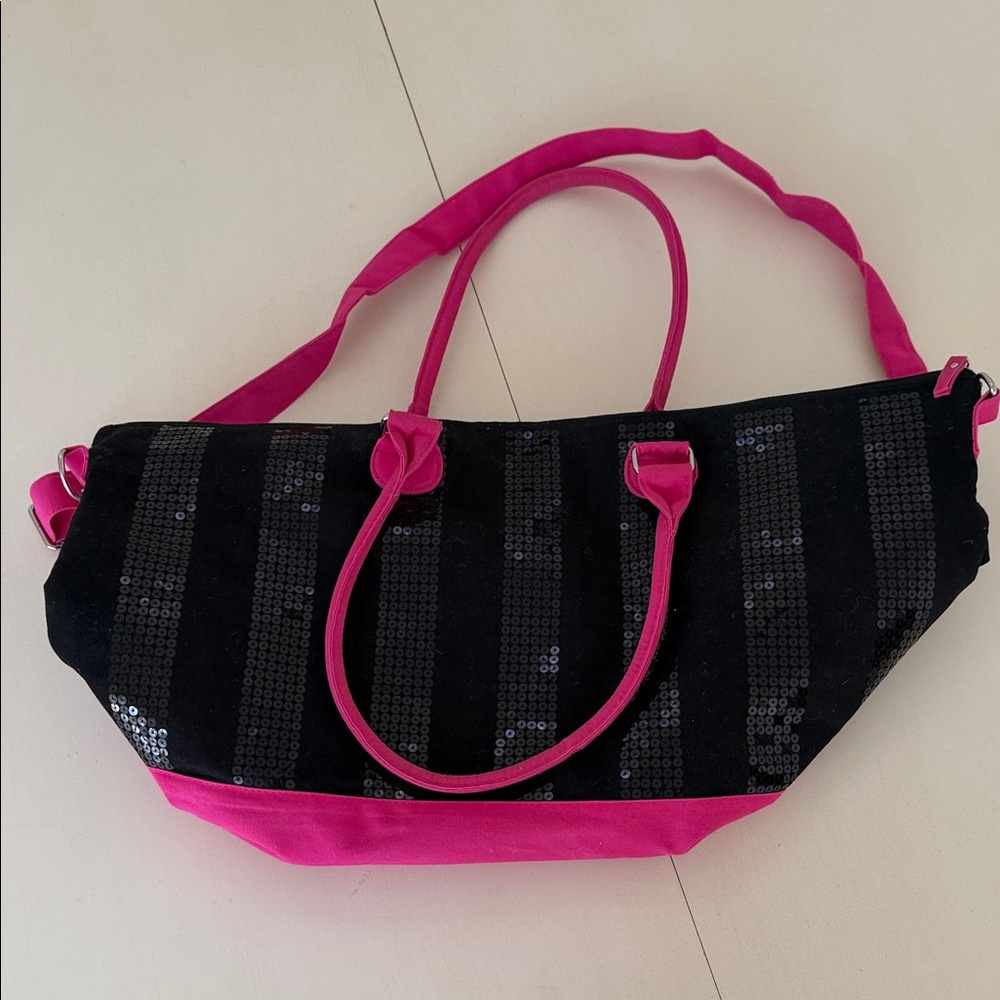 Victoria's Secret Black and Pink Sequin Tote - Picture 4 of 11